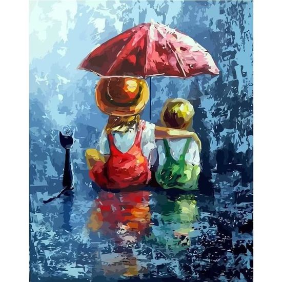 Peinture Par Numéros Adulte - Toile 40x50cm - Paysage Jardin - Kit Complet Avec Pinceaux Et Peintures