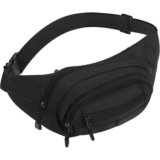 Sac Banane En Cuir Noir Unisexe - Dimensions 30x10x15 Cm - Réglable - Neuf