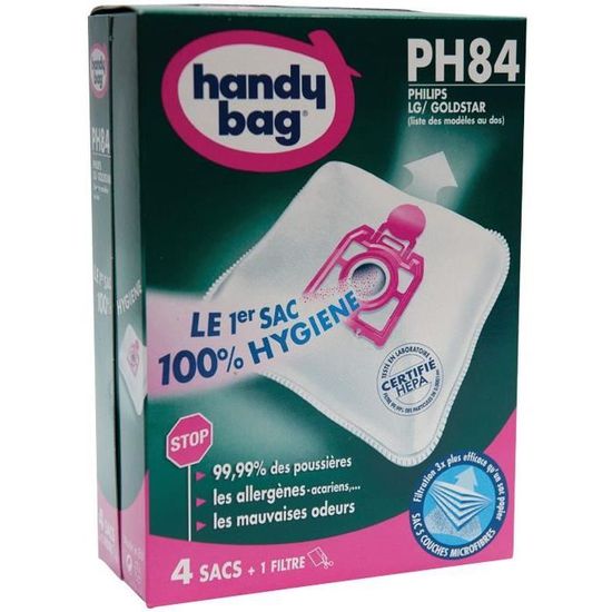 Lot de 4 sacs aspirateur non tissé PH84 - Pour Philips - HANDY BAG