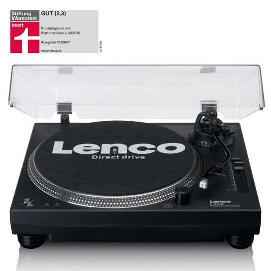 Platine vinyle - Lenco - L-3818BK - Entièrement manuel - 33 tours - Noir