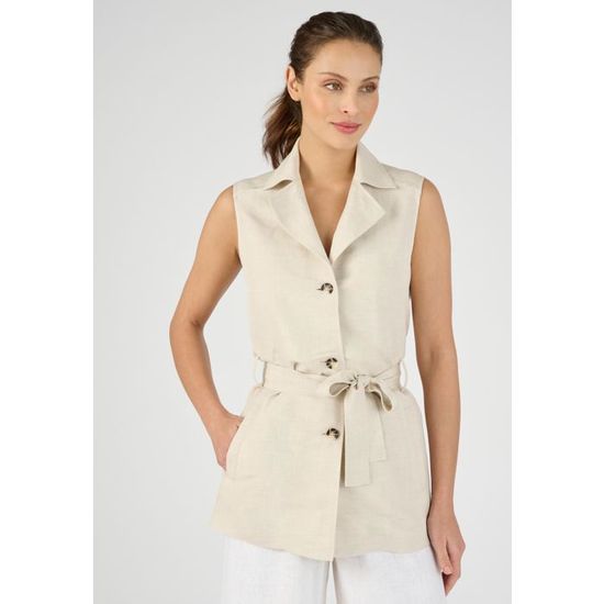 Damart Veste-saharienne mélange lin sans manches Beige Chiné