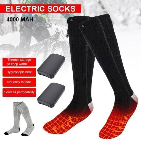 Chaussettes Chauffantes électriques - 2 Batteries 4000mAh, 3 Températures, Tailles 36-44, Pour Ski/chasse - 10