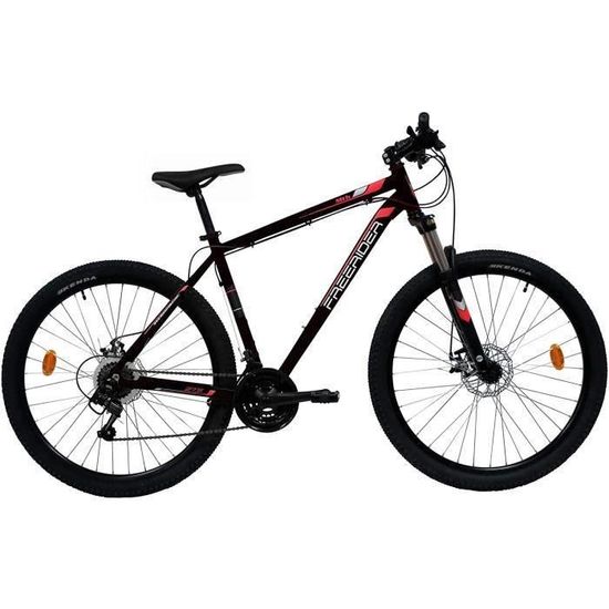 Vélo VTT 27,5'' Télescopique Homme avec Double Freins à disques - Cadre en Alu - Poignées à gâchettes Trigger & Dérailleur Shimano 