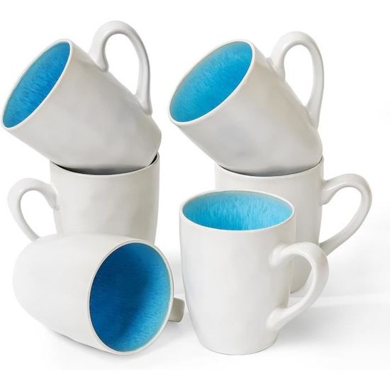 Lot De 6 Tasses à Café En Céramique - Blanc Classique - Pour Café, Thé Ou Décoration