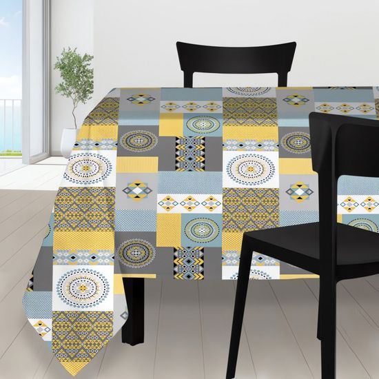 Soleil dOcre Nappe Anti-t/Ã/¢ches Rectangle 140x240 cm Alix Jaune Polyester