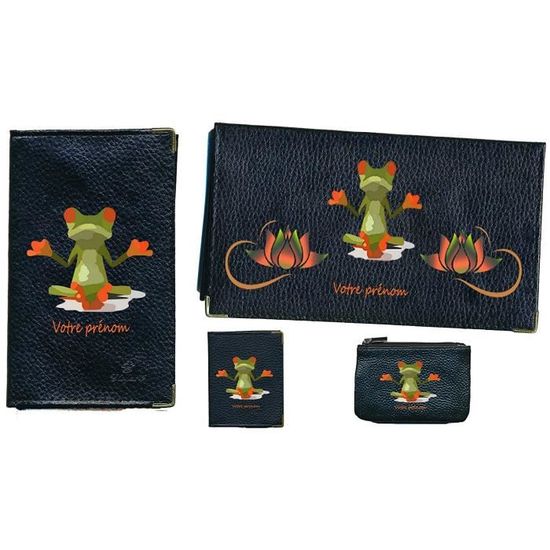 Syl'la Porte-Chéquier long et cartes en cuir noir avec un Crayon fleuri