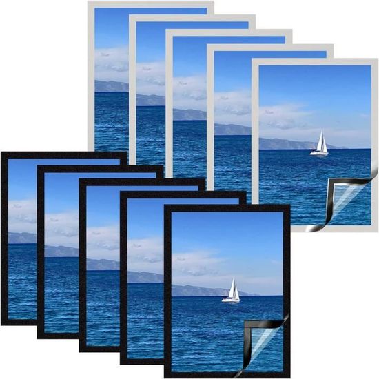 WenYa Lot De 5 Cadres Photo Magnétiques A4 Autocollants Noirs Pour Photos, Publicités, Avis, Certificats, Peintures, Affiches