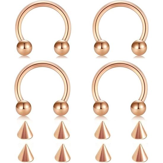 Lot De 14 Piercings Nez Fer à Cheval En Acier Inoxydable - Tailles 6 à 14 Mm - Pour Septum, Sourcils, Lèvres - Homme Et Femme - 5