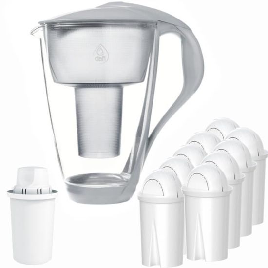 Carafe Filtrante En Verre Dafi CRYSTAL 2L Avec LED - Réduit Calcaire Et Chlore, Filtre UNIMAX Inclus