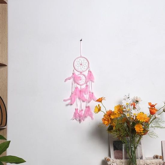 Attrape-rêves à Suspendre - Pendentif Fait à La Main - Plume Indienne Traditionnelle - Carillon à Vent - Attrape-rêves Amérindien - Décoration De La Maison - Mural, Fenêtre, Porte, Chambre à Coucher