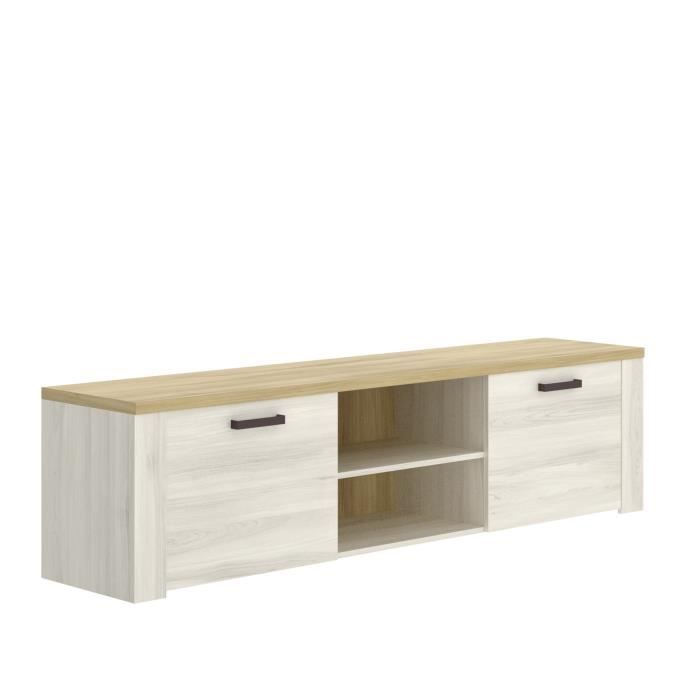 SIENA Meuble TV -Décor chêne clair et naturel - L 180 x P 40 x H 49 cm