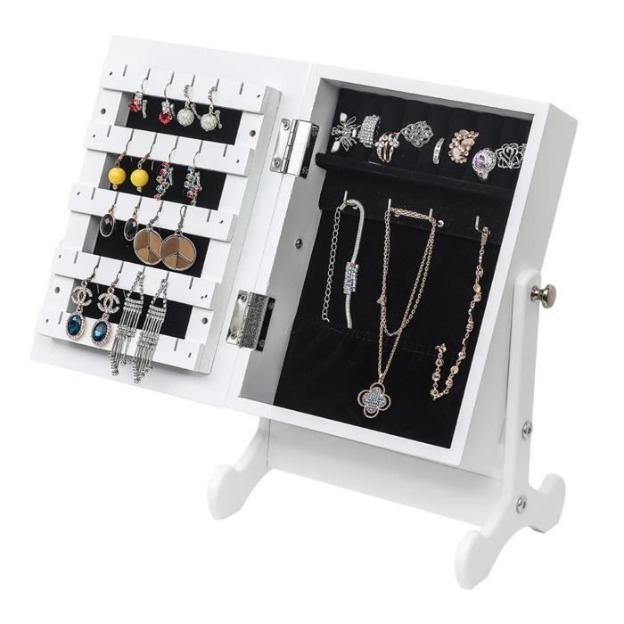 Petite armoire à bijoux,Miroir armoire de rangement avec support,Comptoir ,Blanc