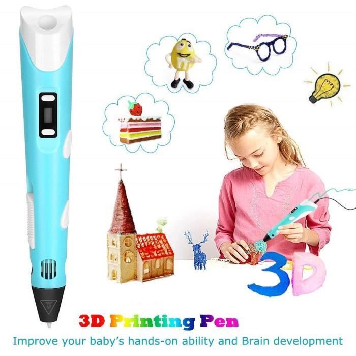 JCU® Stylo à imprimer 3D écran LCD DIY impression Stéréoscopique + 3 couleur FLA Filament jouet cadeau enfant adulte