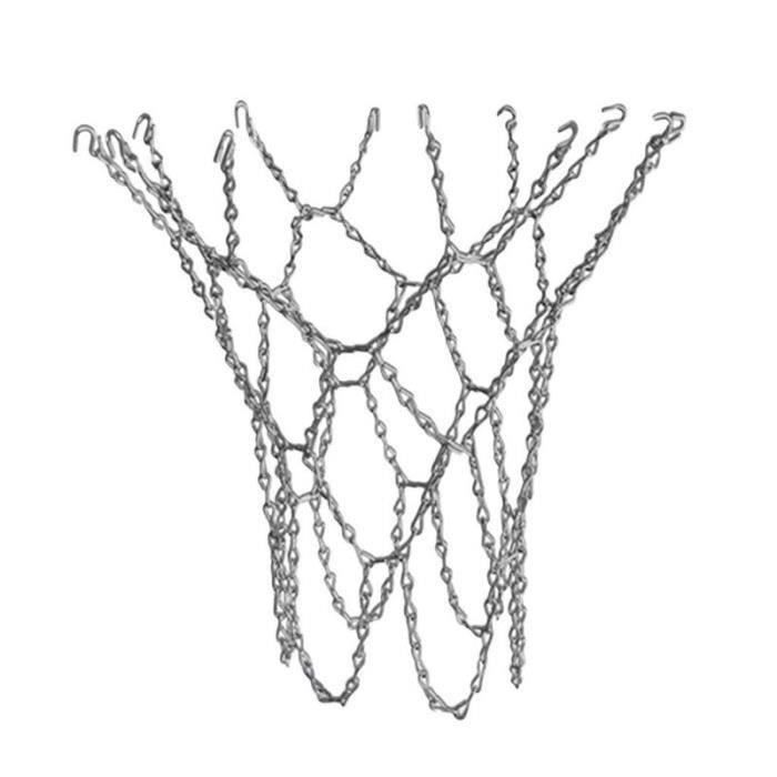 Filet de basket-ball, filet en metal galvanise, Filet a chaines en acier, solide et robuste pour le panier exterieur