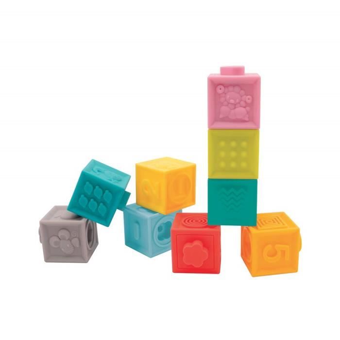 Ludi | 30043 | Cubes emboîtables | Jouet d’éveil | Set 9 pièces encastrables - Jeu d’empilement et de construction en plastique s