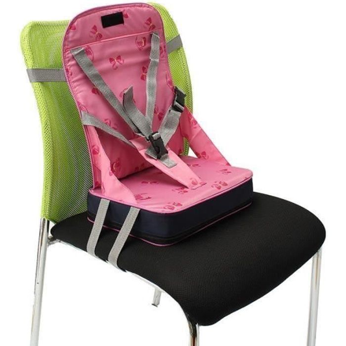 Portable Pliable Réhausseur Siège de Table Bébé Enfant Repas + 5-Point Harnais Sécurité Chaise Voyage (Rose)