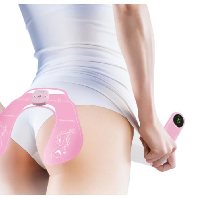 Hips Trainer,Appareil Musculation Fessier,6 Modes de Simulation, 10 Niveaux D'intensité Chargement USB Télécommande sans Fil-Pink