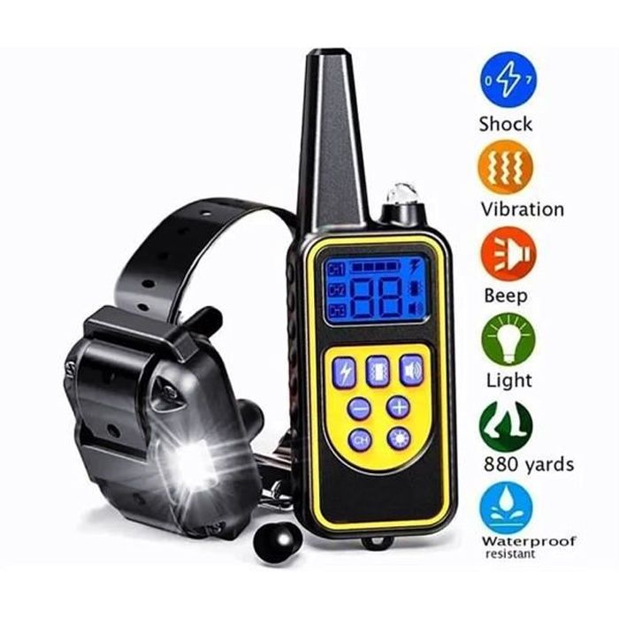 Collier Electrique d'Entraînement de Chien- Collier de Dressage Télécommande Etanche et Rechargeable