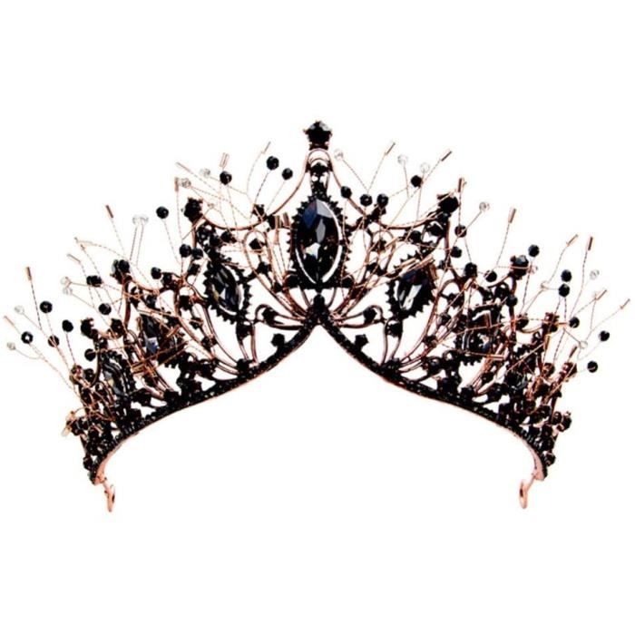HEADBAND OR Couronnes Baroques pour Femmes Diadegraveme de Mariage en Strass Couronne Noire Casque Couronne Gothique1419