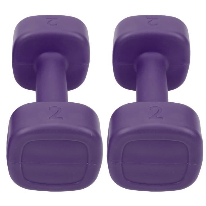 Sonew Petit haltère 2pcs Haltère 4lb Haltérophilie Fitness Équipement de Perte de Poids de Sport Yoga Musculation(Violet )