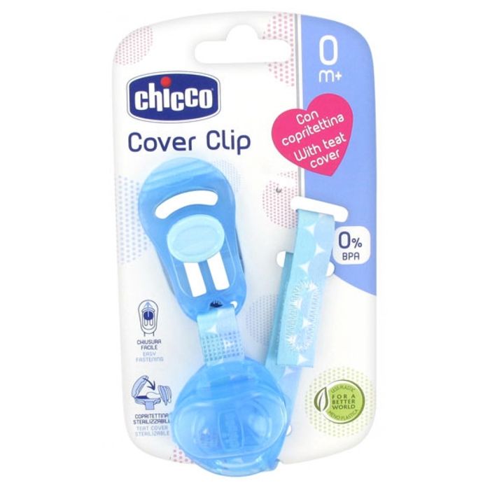CHICCO Attache-sucette ruban avec protection tétine - x1 - Bleu