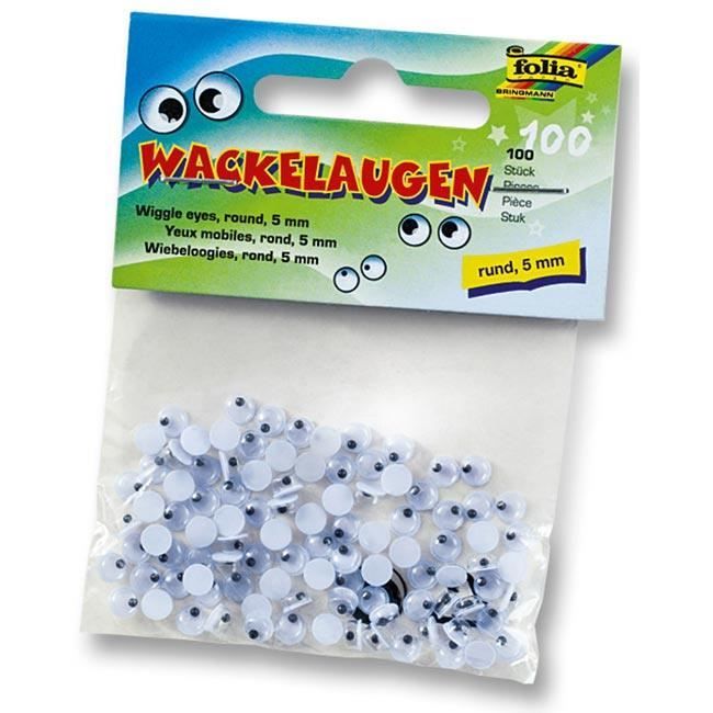 Yeux mobiles 100 pièces ronds 5 mm