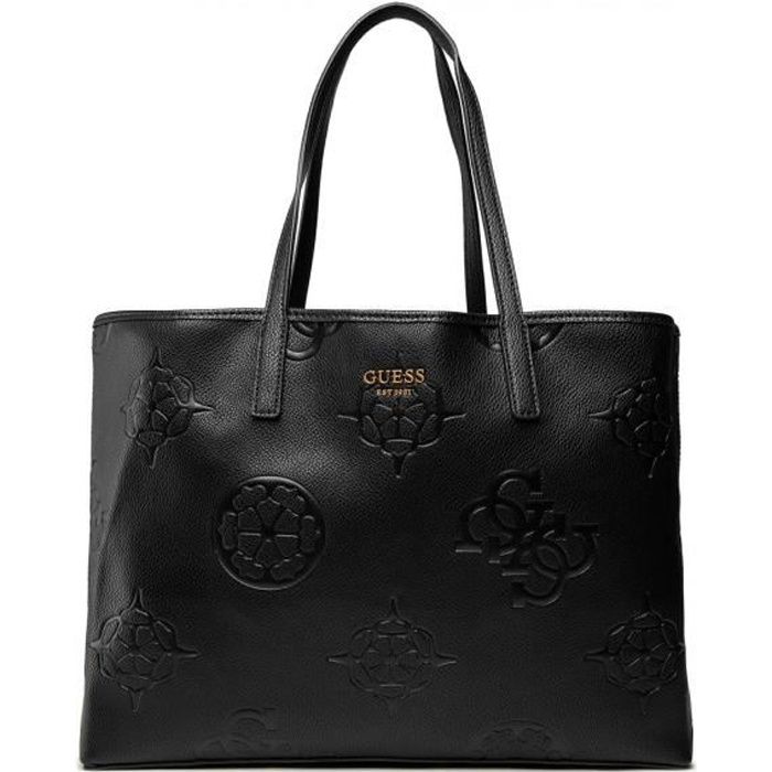Sac à main multi compartiments interieur léopard - Guess jeans - Femme /U Noir