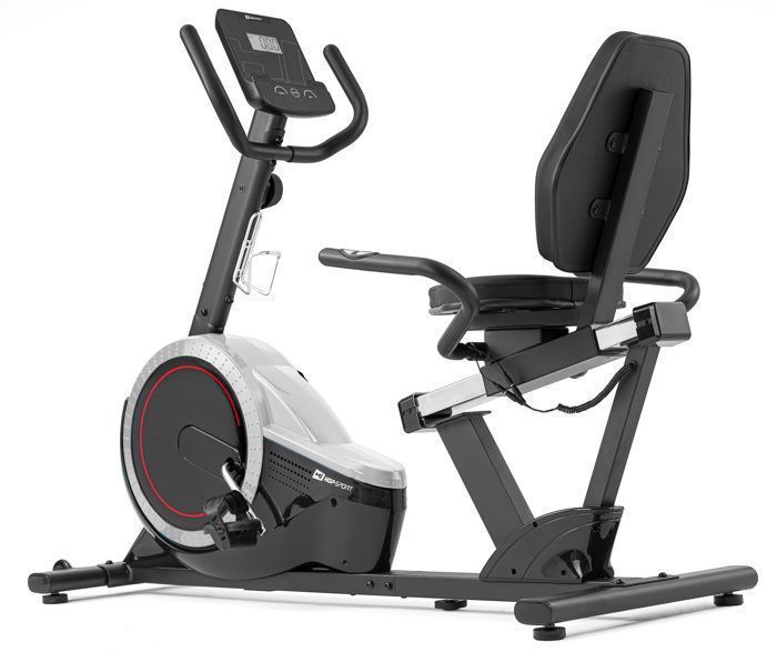 HOP-SPORT Vélo d'appartement Semi-allongé, Masse d'inertie 15 kg, HS-060L Pulse, 8 niveaux de résistance magnétique, Siège réglable