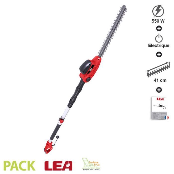 Taille haie télescopique électrique sur perche 550W lame 41cm longueur max 2,6m LEA LE35055-48DL