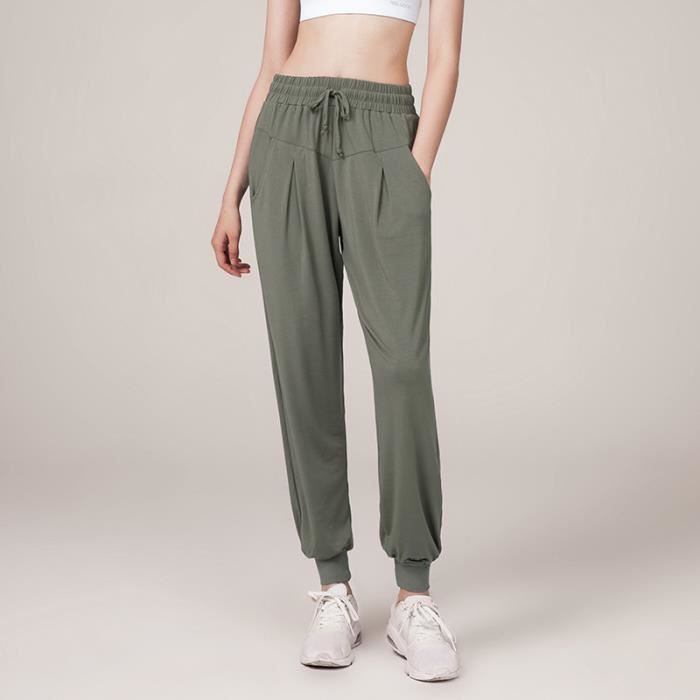 Super Doux Femme Pantalon Harem Yoga-Pilates Bouffant Large Bande Stretch a la Taille Floral Imprime Taille Haute-XL-Vert