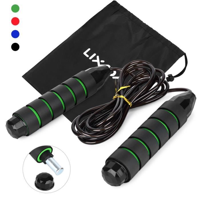 Lixada 9.8ft réglable anti-enchevêtrement à billes corde à sauter corde à sauter avec poids en métal sac de transport exercice aér-3