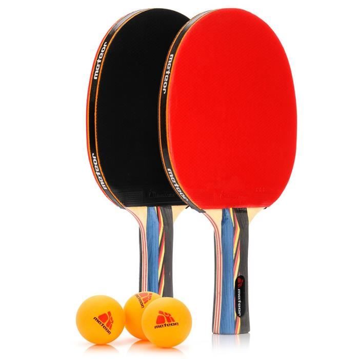Ensemble de raquettes de Ping Pong - meteor Mistral - Professionnel 2 Raquettes de Tennis de Table + 3 Balles de Ping-Pong