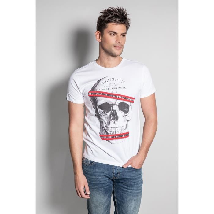 DEELUXE T-shirt photo tête de mort RUDY White