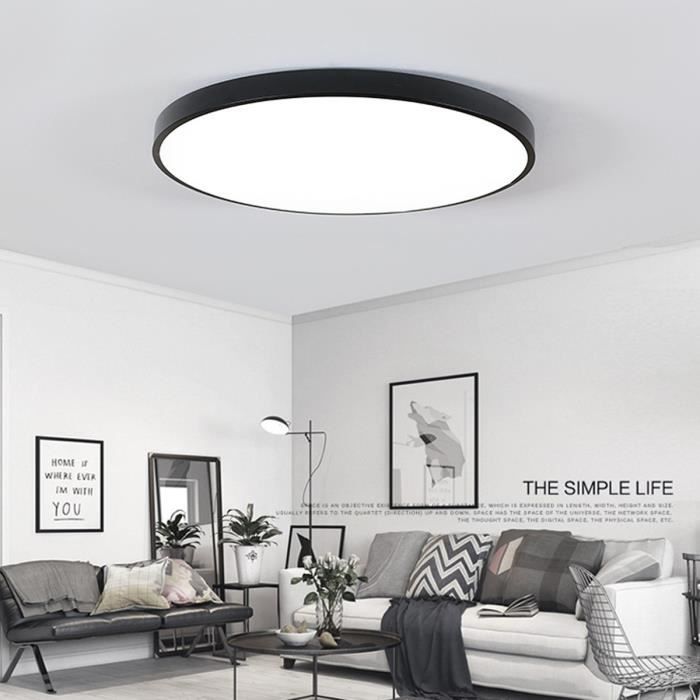 NEUFU LED Plafonnier Moderne Lampe de plafond-Noir 23CM-Rond-ultra-mince 5cm pour Intérieur Salon Salle De Bains Chambre