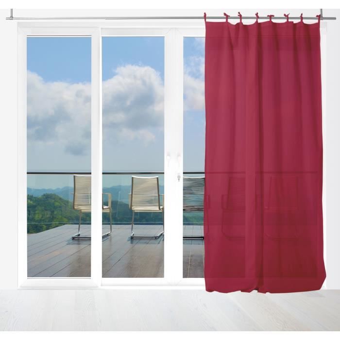 SOLEIL D'OCRE Voilage à nouettes Panama - 140x240 cm - Rouge