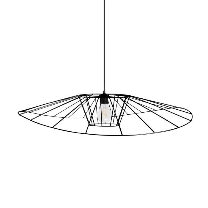 TOSEL Suspension 1 lumière - luminaire intérieur - acier noir - Style urbain - H80cm L80cm P75cm
