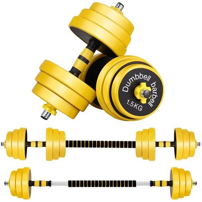 Clispeed kit haltères 25 kg musculation Sport haltère reglable avec barres