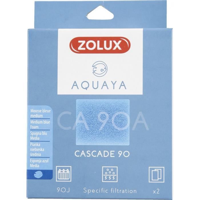 Filtre pour pompe cascade 90, filtre CA 90 A mousse bleue medium x2. pour aquarium.-zolux 16,000000