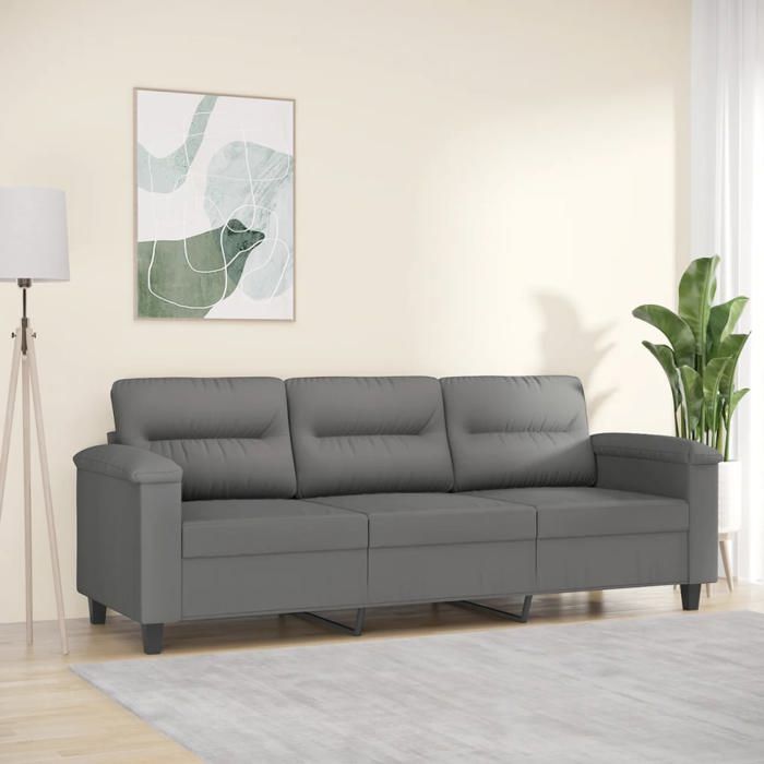 Canapé 3 Places Velours Noir VidaXL - Design Moderne, Confortable, Dimensions 203x77x74 Cm