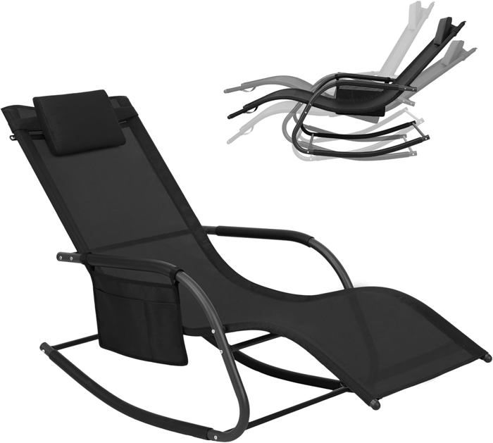 WOLTU Bain de Soleil Jardin Exterieur Chaise Longue Jardin Fauteuil à Bascule Transat de Jardin Noir W0ETT0157 WOLTU Bain de Soleil Jardin Exterieur Chaise Longue Jardin Fauteuil à Bascule Transat de Jardin Noir W0ETT0157