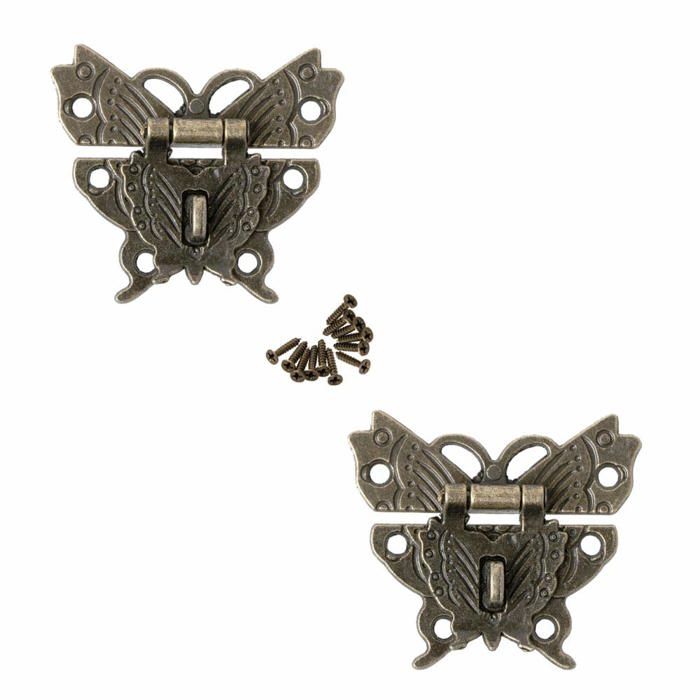 Serrure de meuble - JINXM - Loquet papillon vintage - Alliage de zinc - Design rétro - Facile à installer