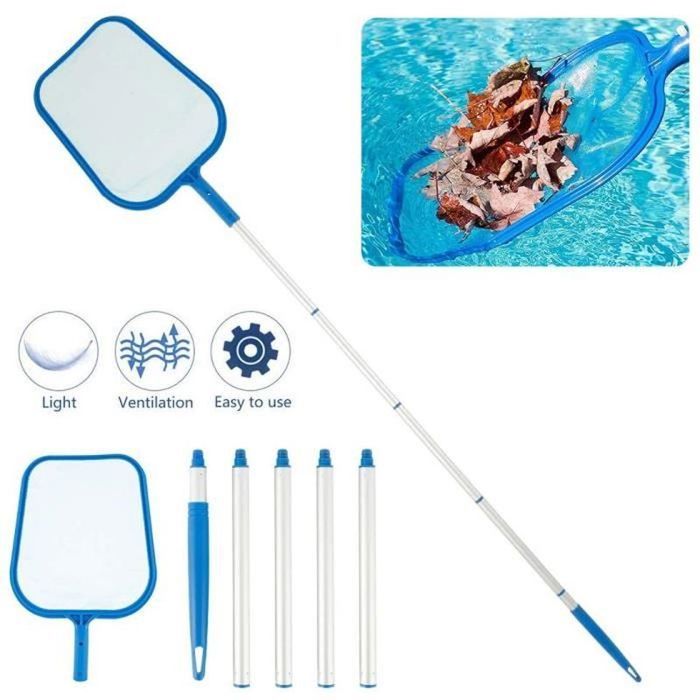 Épuisette De Piscine Bleue - Filet Nettoyage Surface Et Fond - Sans Poteau - Pour Spa, Étang, Aquarium