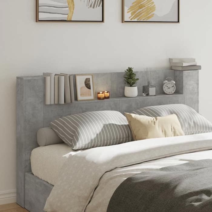 Armoire Tête De Lit Avec LED RGB - VidaXL - Étagère Ouverte, Bois Ingénierie - Blanc 160x16.5x103.5 Cm