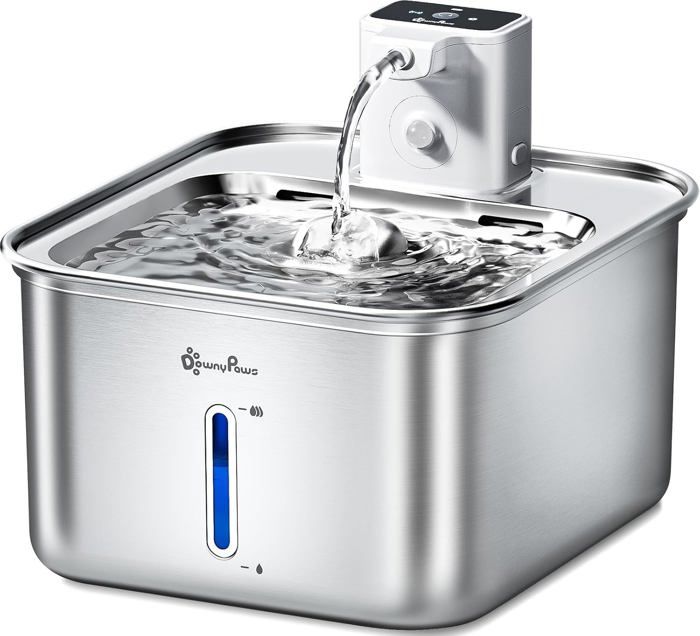 Comparer les prix de Fontaine A Eau Chat Inox,3L Fontaine À Eau Pour Chat Et Chien,Facile À Nettoyer,Super Silencieux