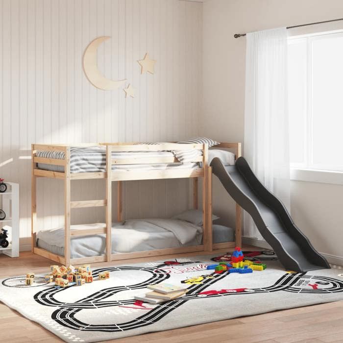 Lit superposé enfant - VIDAXL - SALE 2025 - Bois massif - Toboggan - Échelle