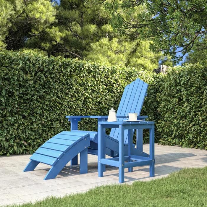 Sedia da Giardino Adirondack con Poggiapiedi Blu Acqua HDPE cod mxl 16