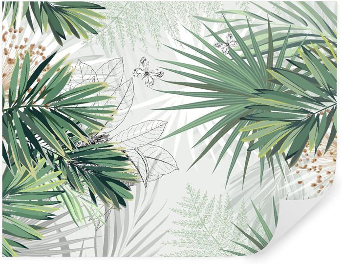 Papier Peint Jungle 400x280cm style 3D Jungle Tropiques Palmiers ...