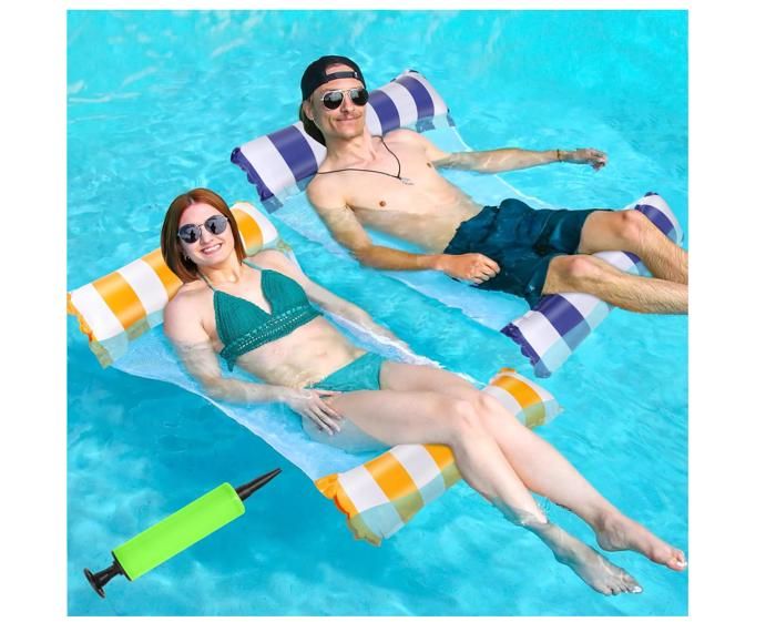 Voarge Bouée Piscine Adulte 2 Pièces 4 En 1 - Hamac Gonflable Flottant Convertible Chaise Longue Siège Sport, 150 Kg Max Jeux Piscine