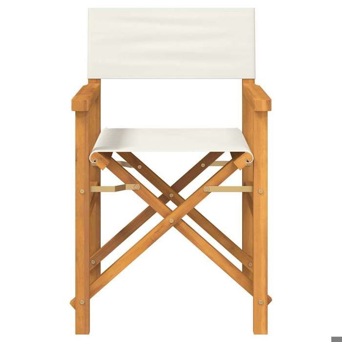 SWEETY Chaise de metteur en scène pliante crème bois teck massif - anticorrosion - 7.8kg CJ1986
