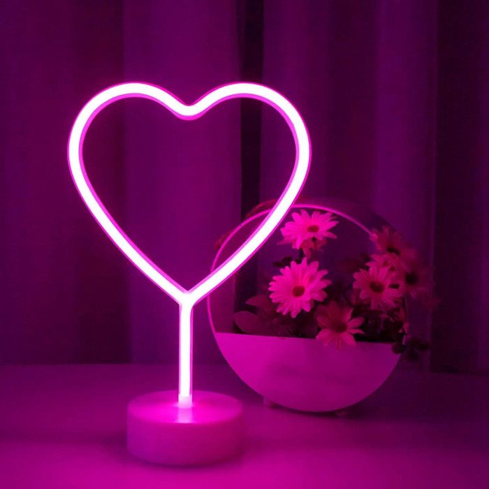 Lampe Néon - TOTEM DIFFUSION - Coeur Rose - Design Contemporain - Électrique - Intérieur